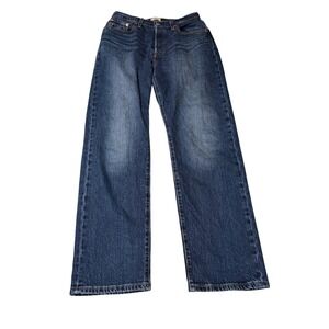 Levis Premium Big E 501 Curve Jeans Womens 29x30 Dark Wash Straight Leg Button